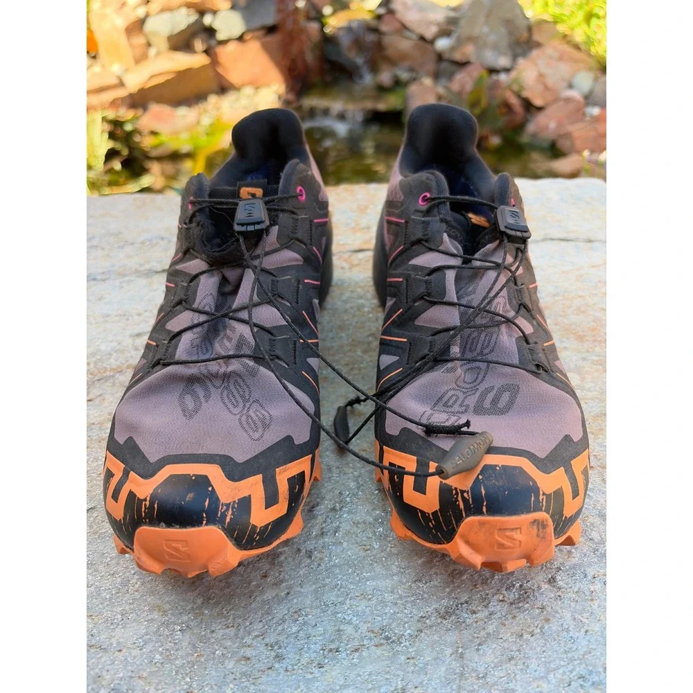 Salomon Speedcross 6 Gore-Tex Mens 8.5 Trail Running Shoes Black Pink Orange